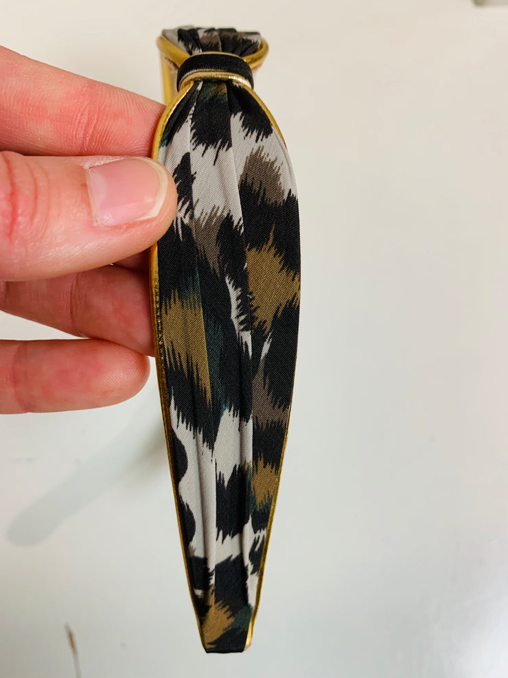 Animal Print Headband Gold Rim