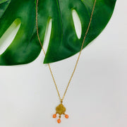 Tiny Gemstone Pendant Necklace (Orange)