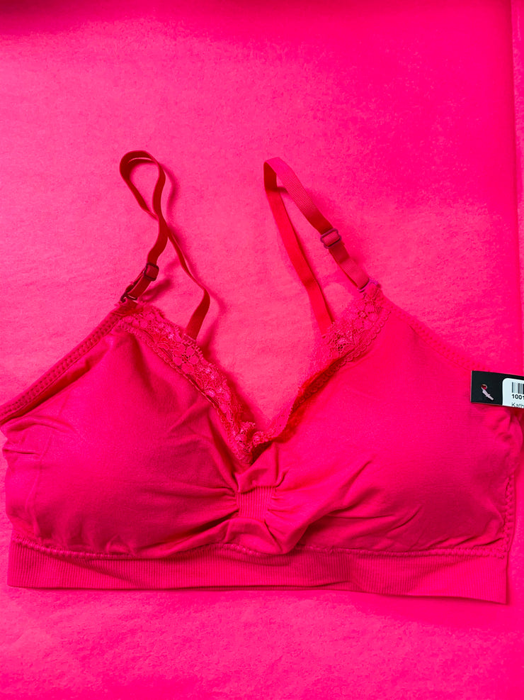Seamless Bra With Lace (Hot Pink)