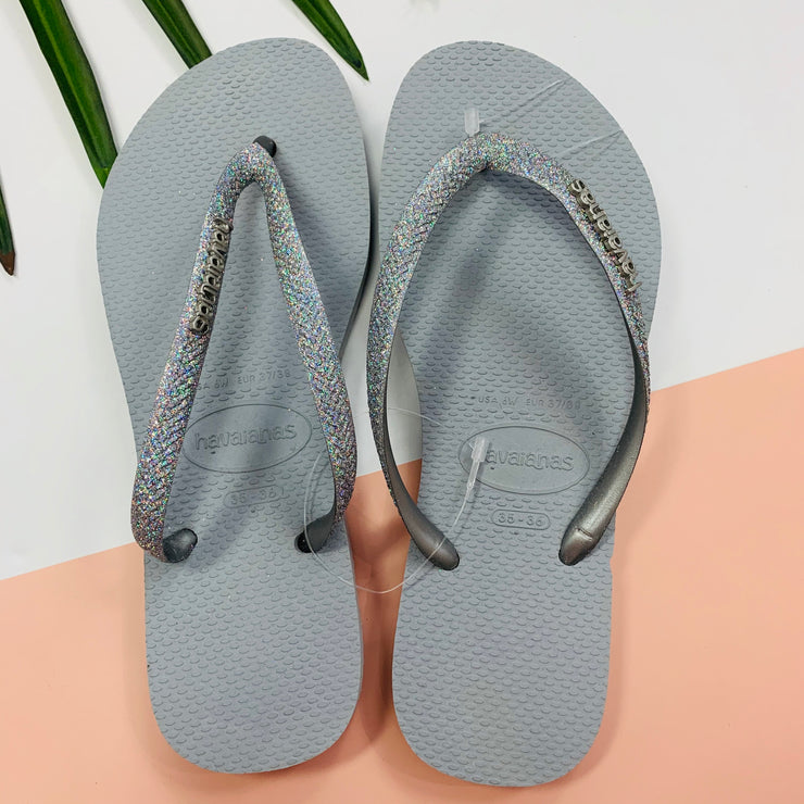 Slim Glitter Sandal (Ice Grey)