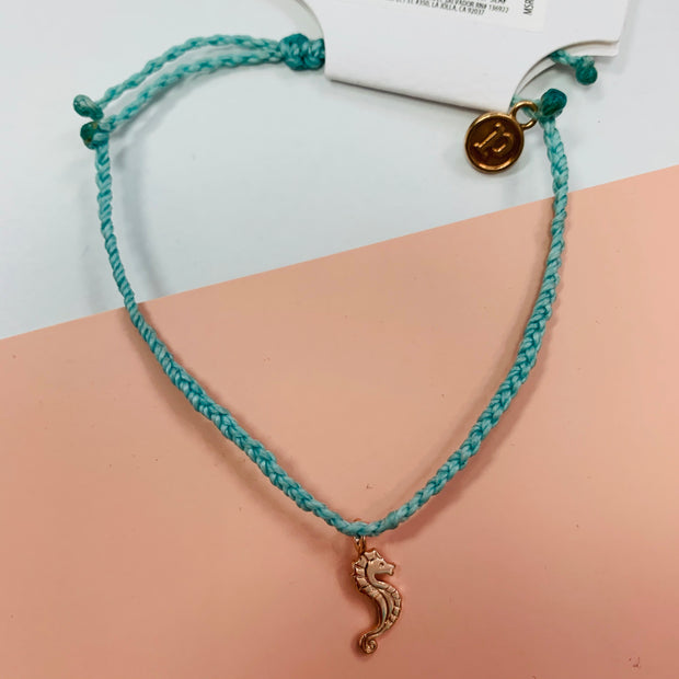 Rose Gold Seahorse Bitty Bracelet (Seafoam)