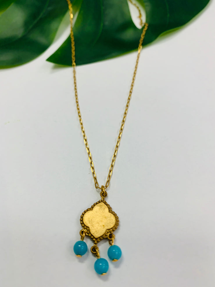 Tiny Gemstone Pendant Necklace (Turquoise)