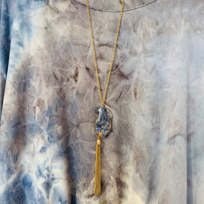 Gold Trimmed Stone Necklace