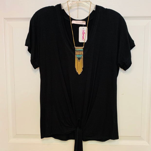 Tee With Front Tie (Black)