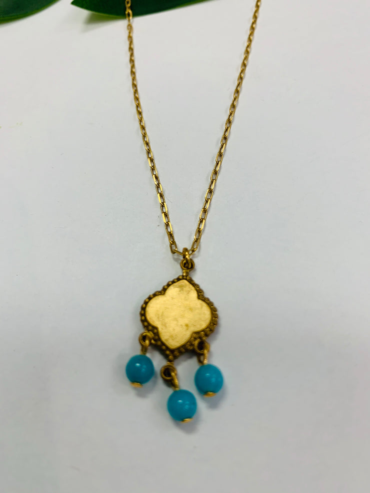 Tiny Gemstone Pendant Necklace (Turquoise)
