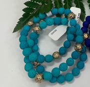 Round Lava Stretch Bracelet (Turquoise)