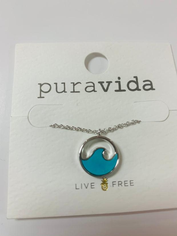 Stone Wave Necklace (Silver)